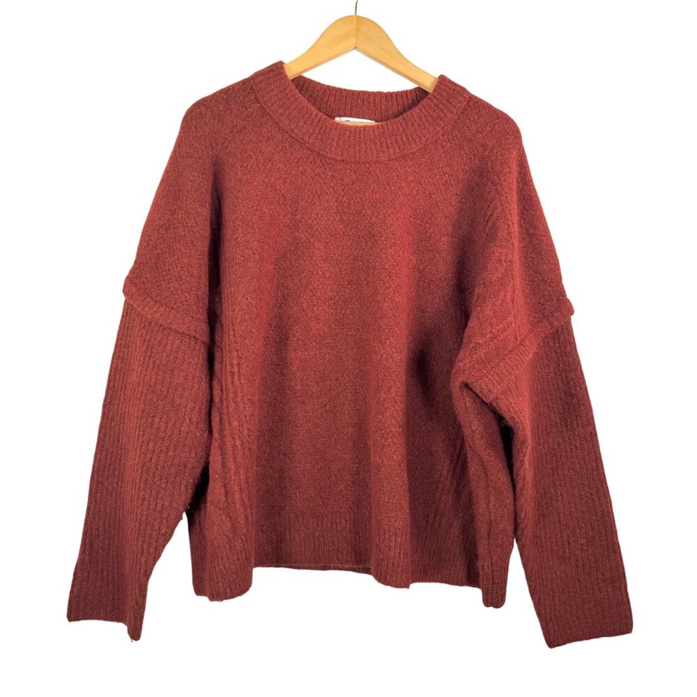Madewell Cable Havener Pullover Sweater hthr auburn sz XXL
